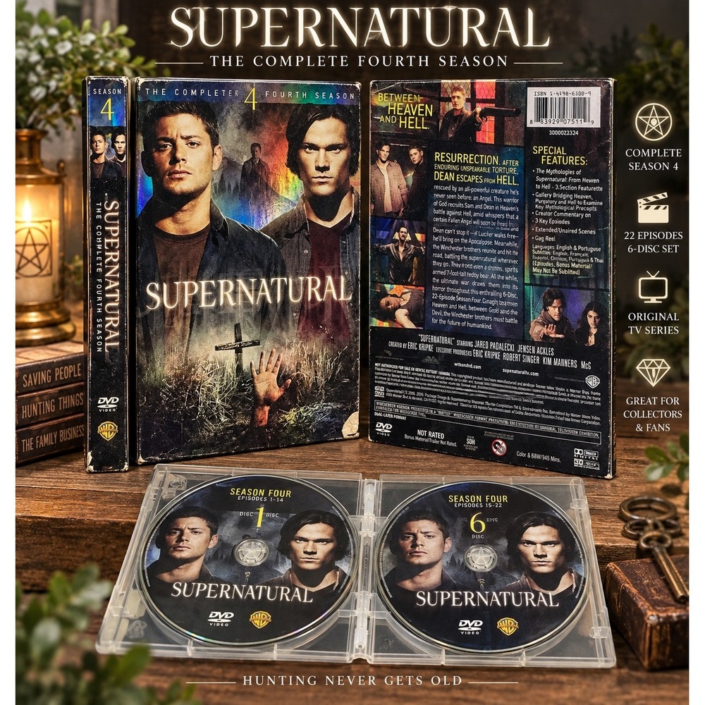 Supernatural The Complete Fourth Season DVD 6-Disc Set Winchester Brothers